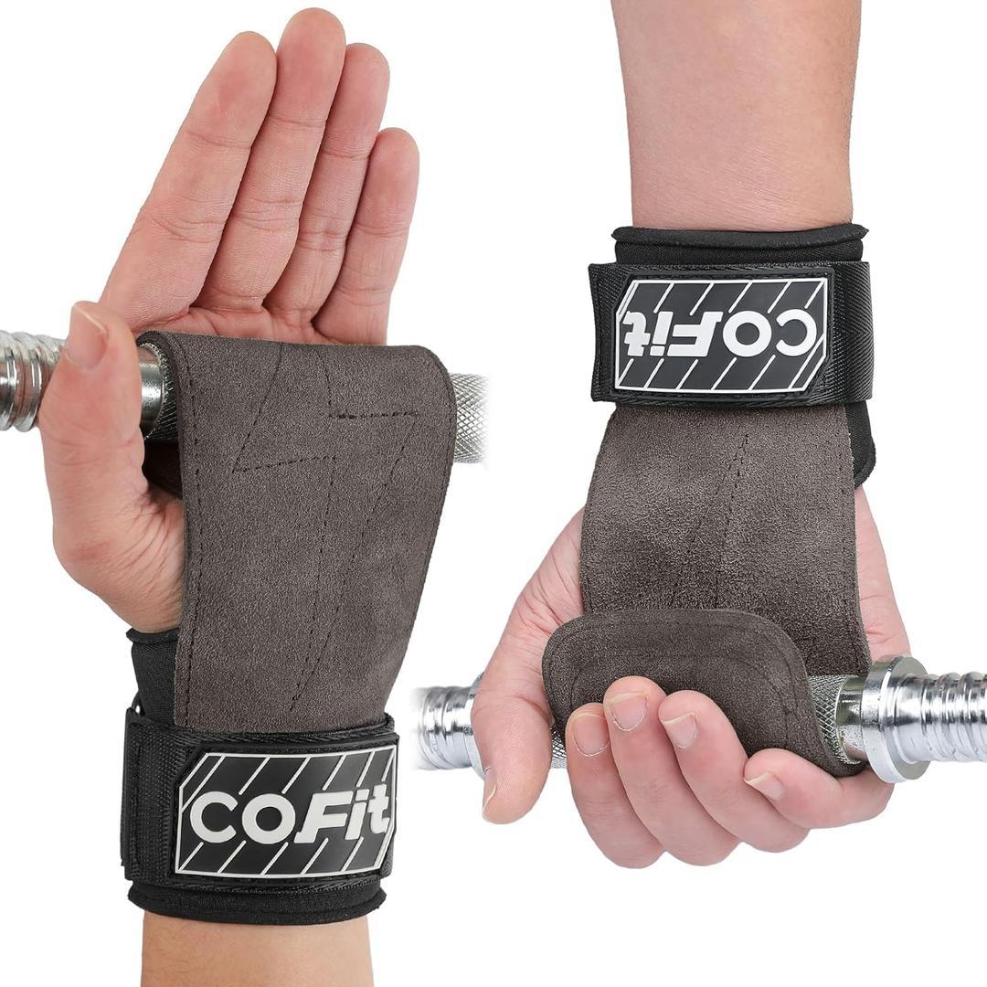 COFIT Wrist Straps for Weightlifting, Workout Wrist Wraps with Dual-Layer Oxford Leather, Enhanced Grip for Optimal Hand and Wrist Protection, Gym Lifting Straps for Deadlift and Powerlifting (Standard size (Palm Length Over 7in), 07. Light Gray)