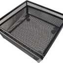 HAHIYO Stackable Mesh Tray Cup 6 x 6 x 2 inches Sturdy Container for Desk Drawer Organizer Collection for Home Office School kitchen Soft Foam Feet No Sharp Edges 2 Pack Black