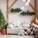 Oudain 3 Pcs Christmas House Man Throw Pillows Neutral Taupe Ivory Plush Snowflake Gingerbread Men House Shaped Decorative Fluffy Pillow for Xmas Sofa Couch Cushion Bed Home Winter Party Decor