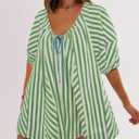 SENSERISE Womens Oversized Striped Romper Dress Shorts Jumpsuit Travel Outfit Beach Vacation Clothes with Pockets M