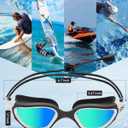 Swim Goggles, Polarized Adult Swimming Goggles Bungee Strap No Hair Pulling Anti-fog Pool Goggles for Men Women