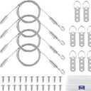 Picture Hanging Wire Kit, 4Pcs 6.56ft Adjustable Mirror Frame Hanging Wire Small Hook, 50lbs Picture Hangers with D Ring, for Canvas Paintings/ Mirrors/ Frames