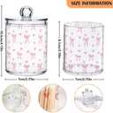 Gredecor 2 Pack Qtip Holder Clear Aesthetic Pink Ribbon Bow Apothecary Jars with Lids Acrylic Bathroom Jars Vanity Countertop Canister Storage Organizer for Cotton Ball,Swabs,Pads,Floss