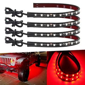 Keiurot 12V Led Light Strip 32CM Waterproof LEDs Light Strips for Cars Motorcycles Golf Cart Interior & Exterior Marine Boat Red Led Strip Lights 5050 18SMD,Pack of 4