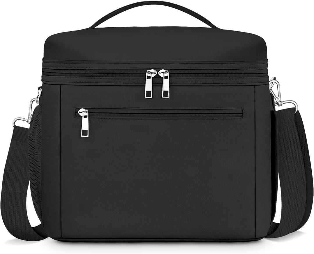 DALINDA Insulated Lunch Bag for Women,Lunch Box Cooler Bag Lightweight Nylon Waterproof Lunch Box LunchBags for Work (Black) (Medium-7L)