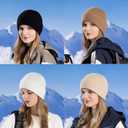 2 x ZOORON Warm Knit Beanie for Men Women Winter Hat, Thick Fisherman Beanies Cuffed Plain Skull Caps
