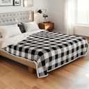 Electric Heated Blanket Full Size 72"x84" Microplush & Sherpa Fabric, Machine Washable 4 Heat Settings & 10 Hours Auto Off - Striped Check