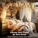 Stainless Steel Canopy Bed Frame Queen Size, Thicken Queen Size Canopy Frame for Metal Bed Wood Bed Bedroom Decor