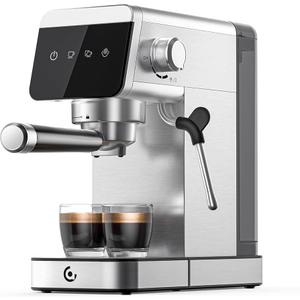 AMZCHEF MZCHEF Espresso Machines with LED Touch screen, Espresso Coffee machine Equip 20Bar Pressure System, Cappuccino Machine, Compact Latte Machine for Home Gifts,Silver