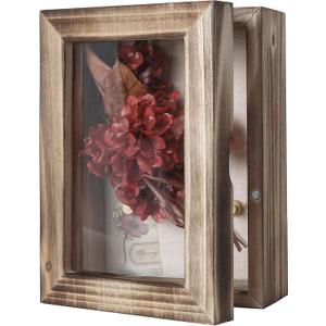 Freezing point Shadow Box Frame 5x7 Shadow Box Display Case Cabinet Picture Frame with Linen Back Memorabilia Awards Medals Bouquet Photos Badge Memory Box for Keepsakes Paw Print Carbonized Small (57)