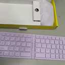 Foldable Mini Rechargeable Bluetooth Keyboard and Mouse Combo, 2.4G Wireless and Bluetooth,(Sync Up to 3 Devices), Ultra-Slim Travel Folding Keyboard for iPhone iPad Mac Android Windows iOS(Purple)