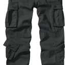 Men's BDU Casual Military Pants, Tactical Wild Army Combat ACU Rip Stop Camo Cargo Work Pants Trousers with 8 Pockets (Black Grey Dark Green)