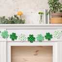 Whaline 3D St. Patrick's Day Banner Soft Cute Shamrock Garland Pre-Assembled Green White Clover Fabric Banner for Irish Holiday Hanging Decor Home Party Supplies
