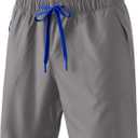 Separatec Mens Workout Shorts - 7 Inch Lightweight Breathable Quick Dry Gym Running Shorts for Men with Zipper Pockets (Gray, XL)