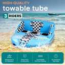 Serenelife Inflatable Towable Tube for Boating 3 Person, 4500 lbs Pulling Capacity, Deck Seats & Backrest, Premium Nylon Cover, Grab Handles, Front/Back Tow Points, Speed Safety Valve