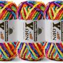 3 Pack Plush Chenille Chunky Yarn - Fluffy Velvet Yarn Crochet for Blanket Knitting and Crocheting - Soft Baby Yarns for Crocheting - Amigurumi Crochet Yarns 100g (87yds) (3 Rainbow)