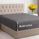 Extra Deep King Fitted Sheet - Hotel Luxury Single Fitted Sheet Only - Easily Fits 18 inch to 24 inch Mattress - Ultra Soft, Wrinkle & Fade Free w/Extra Deep Pockets - Breathable & Comfy - Dark Grey (07 - Dark Grey)