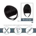 BARSDAR Real Human Hair Clip in Bangs - Natural Black Clip in Human Hair Bangs for Women - Natural Black Thick Bangs Extensions Fringe with Temples Real Hair Bangs Hairpieces