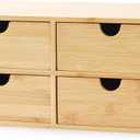 Wisuce Bamboo Desk Drawer Organizer, Desktop Organizer with Drawers Tabletop Storage Organization Box for Office Home Toiletries Supplies Vanity, No Assembly Required(4 Drawes)