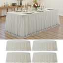 Ivory Tulle Tablecloth for 6 Ft Rectangle Tables 4-Pack, Ideal for Weddings