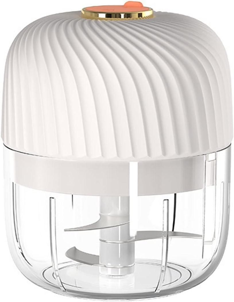 Electric Garlic Chopper, 250ml Mini Food Processor Masher Crusher, Garlic Grinder with USB Charging for Onion Ginger Vegetable Pepper Spice Meat (Color : White)