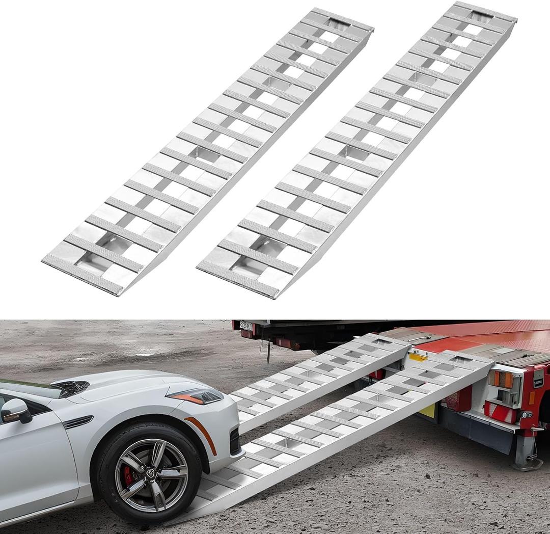 VEVOR Loading Ramps, 2 Pcs 108 x 15 in, Durable Aluminum and Heavy-Duty Trailer Ramp Set with Anti-Slip Plates, 10000 Lbs Combined Capacity, for Carts, Farm Tractors, ATVs, Lawn Mowers, Motorcycles
