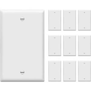 ENERLITES Blank Wall Plate Cover, Gloss Finish, Standard Size 1-Gang 4.50" x 2.76", Polycarbonate Thermoplastic, Electrical Covers for Unused Outlets/Switches, 8801-W-10PCS, White 10 Pack