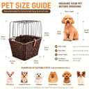 Wicker Dog Bike Basket for Small Dogs up to 8-10 Lbs, Flat-top
