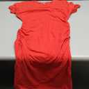 Missufe Women's Short Sleeve Ruched Casual Sundress Midi Bodycon T Shirt Dress (Medium, Red)