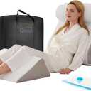 4PCS Wedge Pillow Set for After Surgery, Orthopedic Bed Wedge Pillow for Back Pain Relief, Sitting up in Bed,Recovery, Acid Reflux, Snoring, Body Pillow for Sleeping,Leg,Shoulder Support, White/Grey (4PCS Bed Wedge Pillow Set, White/Grey)