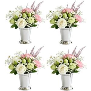 Set of 8 12oz Beaded Mint Julep Cups, Stainless Steel Silver Mint Julep Cups, Metal Cocktail Glasses for Margaritas, Beer & Juice, Ideal as Silver Vases for Home, Bar, Derby Party & Wedding Decor