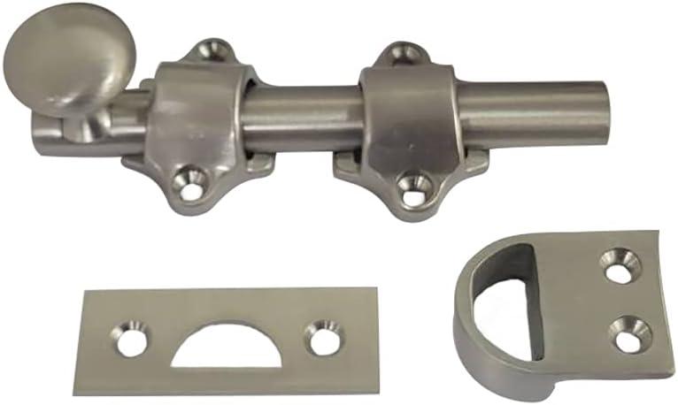QCAA Solid Brass Dutch Door Bolt, 4", Brushed Satin Nickel, 1 Pack, Made in Taiwan