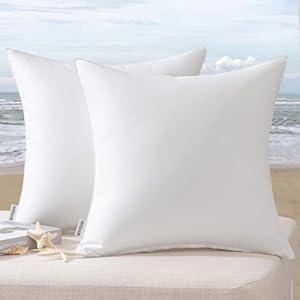 MIULEE Pack of 2 Decorative Outdoor Waterproof Pillow Covers Garden Cushion Sham Throw Pillowcase Summer Shell for Patio Tent Couch 16x16 Inch White