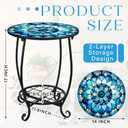 Cinnvoice Outdoor Side Table Round Small Mosaic Patio Accent Indoor End Plant Coffee Tea Table for Yard Patio Porch Garden Living Room, Bedroom(Mandala Flower Style,14 Inch)