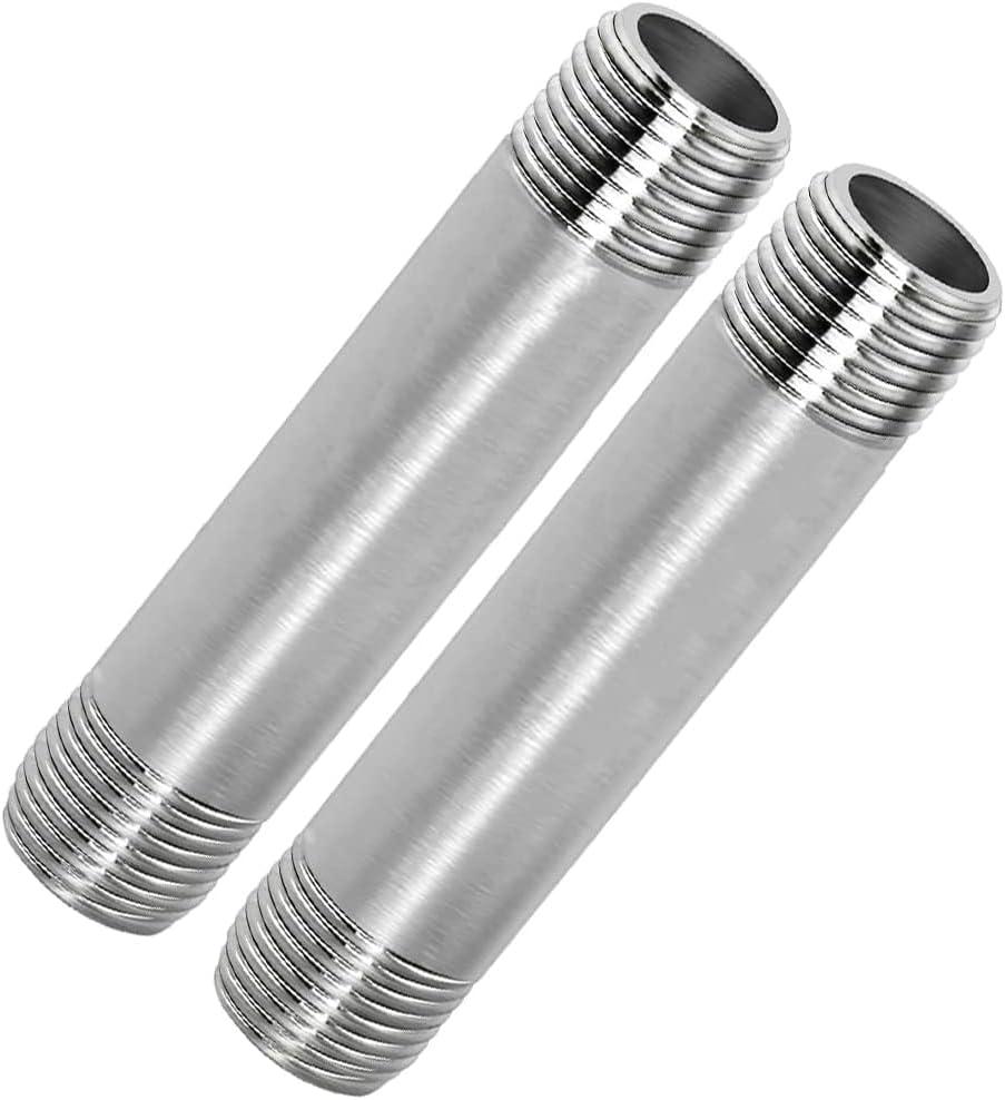 304 Stainless Steel Nipple Pipe Fitting 3/4" NPT X 3/4" NPT Male Thread Cast Pipe Fittings 4" 100mm Length