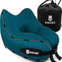 SNUGL Travel Pillow Memory Foam Pillows - Neck Pillow for Airplane with Carry Bag & Clip Neck Support Pillows for Pain Relief - Airplane Travel Essentials (Adult Small - Teal)