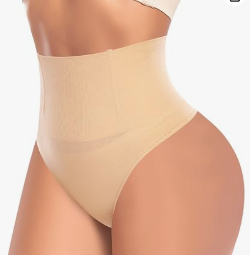 Werena Tummy Control Thong Shapewear for Women High Waist Shaping Underwear Seamless Thongs Panties, L