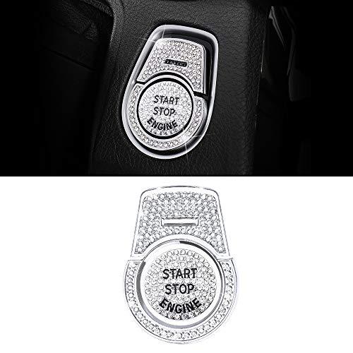 CARFIB Car Interior Bling Accessories for BMW 3 5 X3 X5 X6 Series Ignition Button Ring Push Engine Auto Start Stop Off Decals Stickers Cover Parts Decoration Men Women Zinc Alloy Crystal Silver 3 Pack