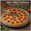 Bakken 16 Inch Non-Stick Pizza Pan 1 Pack, Round Carbon Steel Pizza Tray with Perforated Holes, PFOA, PFOS, & PTFE-Free, Dishwasher & Oven Safe Up To 450F, Durable Nonstick Coating, Silver