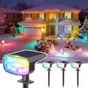 Color Changing Solar Spot Lights Outdoor Waterproof IP65,9 Lighting Modes Multicolor RGB Christmas Spotlight for Porches Yard Gardens Landscape Decorations - Pack of 4 