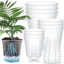 Wonderjune Self Watering Pots for Indoor Plants with Deep Reservoir and High Drainage Holes for Outdoor Plants and Flowers, Bare Root Planter(4.72'', 5.91'', 7.09'',Clear,9 Pcs)
