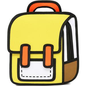 Kids Kawaii Backpack for Boys Girls Cute Toddler 2D Cartoon Comic Paper Jump Bookbag Fun Weird School Schoolbag (Yellow, Large)