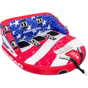 Airhead Super Mable, 1-3 Rider - Inflatable Towable Tube for Boating and Water Sports, Heavy Duty Full Nylon Cover and Zipper with EVA Foam Padding, USA Stars and Stripes