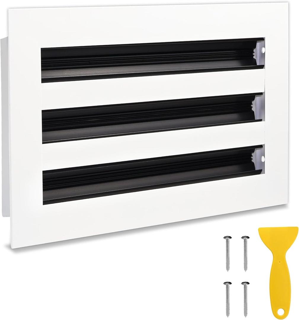 10x6 Modern AC Vent Cover, Standard Three Slot Linear Diffuser, White All Aluminum, Decorative Air Vent for Ceilings, Walls, or Non-Weight-Bearing Floor, Quiet, Adjustable Airflow