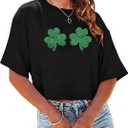 St Patricks Day Shirts Women Pattys Day Crop Top Shamrock Tshirt Lucky Short Sleeve Tops,MEdium