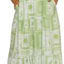 Women Spaghetti Strap Maxi Dress Colorful A Line Swing Long Smocked Picnic Dress Boho Beach Vacation Sundress (Green)