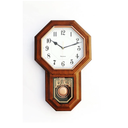 Classic Antique Mini Pendulum Wall Clock, Wood Simulated Vintage Bronze Texture, Non Ticking Silent Sweep Quartz Movement, Width 11.4”, Length 18.5”, Retro Rustic Country Style, Plastic Frame