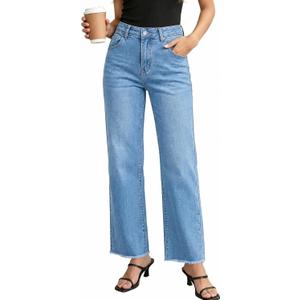 GRAPENT Boho Pants Tummy Control Pants for Women Cropped Jeans for Women Medium Blue Small Fits US Size 4 to 6