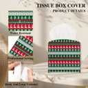 Christmas Tissue Box Cover, Green Tissue Holder Square with Bottom Belt for Home Bathroom Office Nightstand Car Vanity Desk, Housewarming Gifts Ideas for Women Friends Mom -24