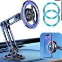 Universal 360 Pro Magnetic Car Phone Holder (2025) Super Strong Suction & Adjustable Phone Mount for All Mobile Phones, Hands-Free Viewing with Metal Ring, No Signal Interference